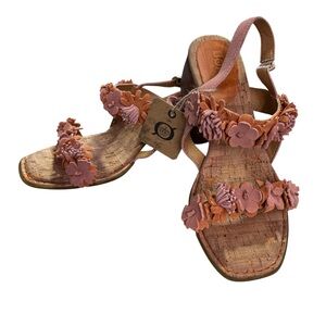 Born Pink and Peach Floral Block Heel Sandals